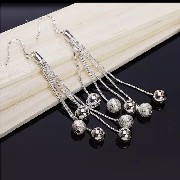 Jewelry - DANGLING BALL CHARM EARRINGS 925 STERLING SILVER